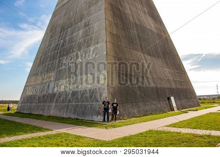 Moscow Region, Russia - July 2015: Energy Pyramid Golod (goloda) On Novorizhskoye Highway