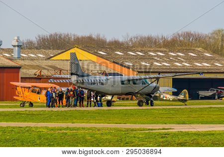 Group Of Skydivers Waiting For Take Off At Seppe Airport Breda, Bosschenhoofd, The Netherlands, Enpc