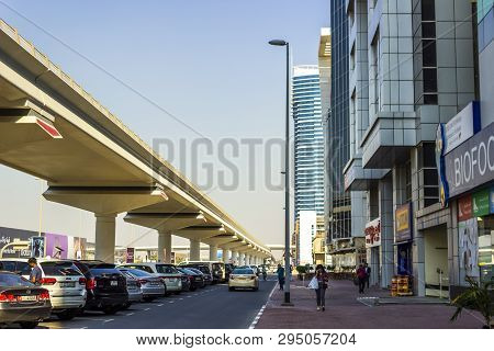 Dubai, Uae - November 29, 2018: District Al Barsha. Sheikh Zayed Rd.
