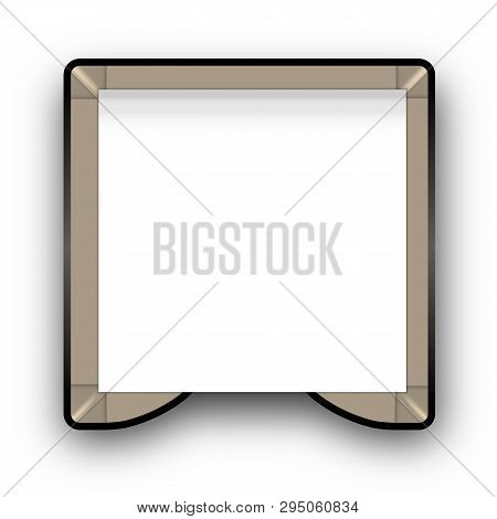 Mockup Plastic Box With Stickers.view From Above. Square Blank White Sheets. Stationery For The Offi