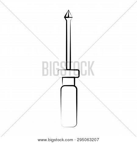 A Dark-white Crosshead Screwdriver Icon For Screwing And Unscrewing Screws And Screws, On The Head O