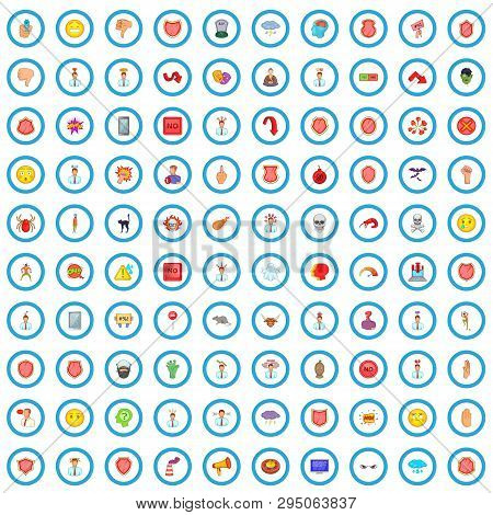 100 Stress Icons Set In Cartoon Style For Any Design Vector Illustration