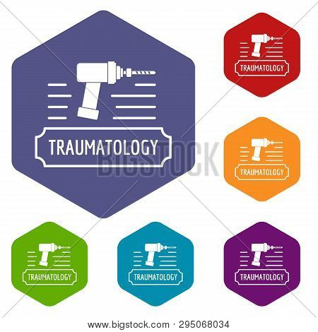 Correction Traumatology Icons Vector Colorful Hexahedron Set Collection Isolated On White