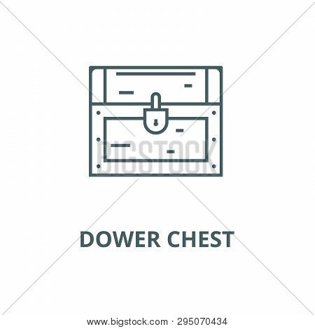 Dower Chest Line Icon, Vector. Dower Chest Outline Sign, Concept Symbol, Flat Illustration