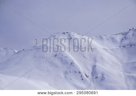 On The Road In Leh Ladakh Landscape.khardung La Pass.road On Snow Mountain  In Northern India.