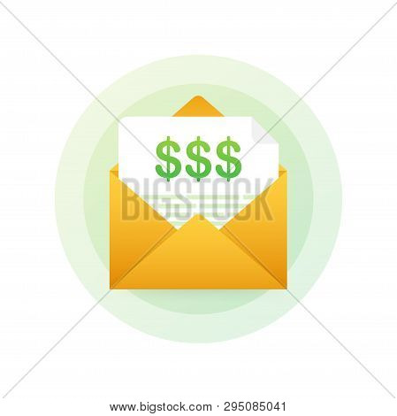 Invoice Icon In Flat Line Style. Business Or Financial Operations Sign. Payment And Billing Invoices