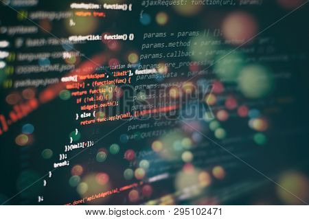 Javascript Functions, Variables, Objects. Project Managers Work New Idea. Future Technology Creation