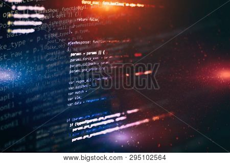 Javascript Functions, Variables, Objects. Project Managers Work New Idea. Future Technology Creation