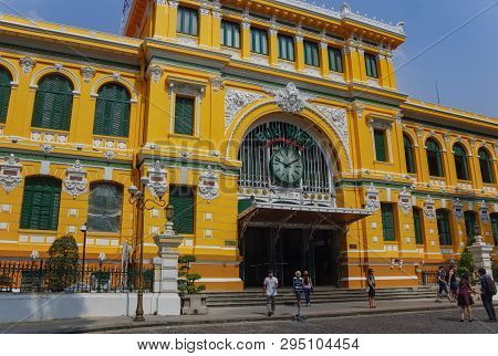 Ho Chi Minh, Vietnam - January 17, 2015: Central Post Office In Center ( Ho Chi Minh ) Saigon , Viet