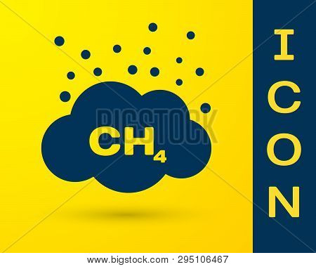 Blue Methane Emissions Reduction Icon Isolated On Yellow Background. Ch4 Molecule Model And Chemical