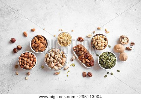 Various Nuts In Bowls