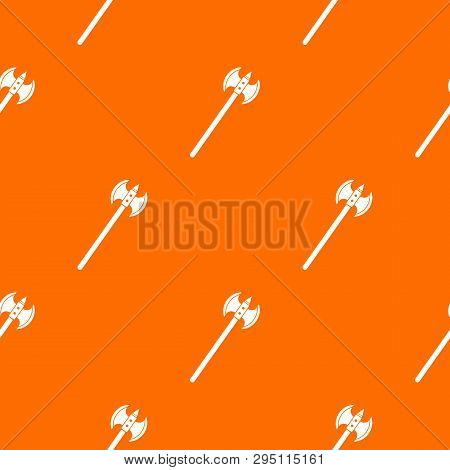 Poleaxe Pattern Repeat Seamless In Orange Color For Any Design. Geometric Illustration