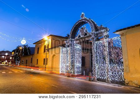 1840s Gate Of The Former Ironworks Complex In Follonica At Christmas Time