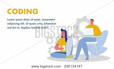 Coding Vector Web Banner Layout With Copyspace. Programming Poster. App, Website, Software Developer