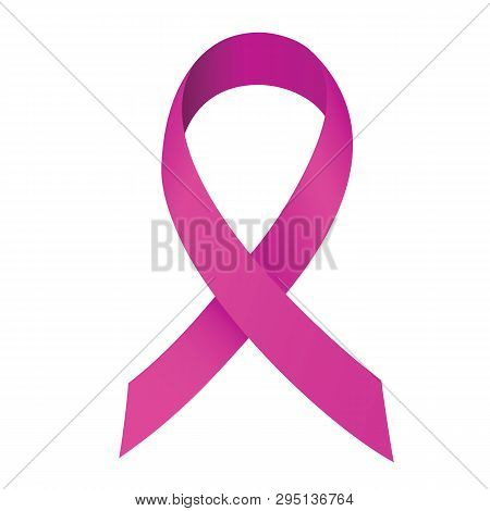 Pink Ribbon, Breast Cancer Awareness Symbol, Isolated. Vector Illustration.