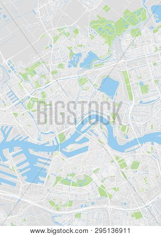 Rotterdam City Plan, Detailed Vector Map Detailed Plan Of The City, Rivers And Streets