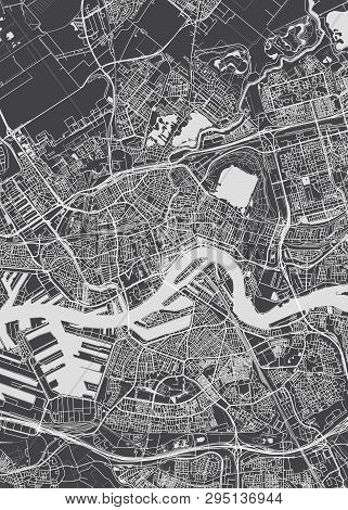 Rotterdam City Plan, Detailed Vector Map Detailed Plan Of The City, Rivers And Streets