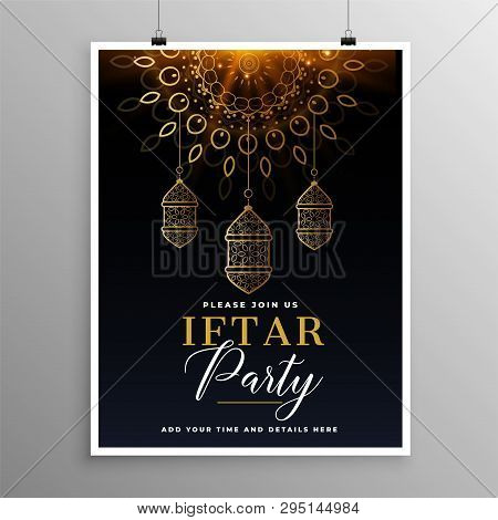 Decorative Iftar Party Invitation Card Design Vector Illustration