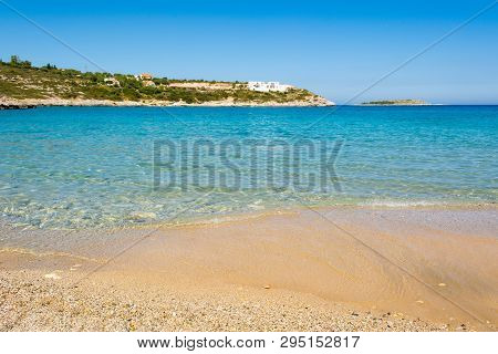 Marathi Beach With Fine Sand And Shallow Calm Water. West Crete, Greece