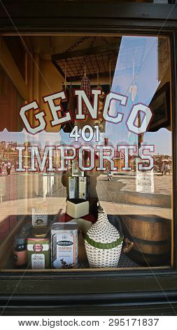 Osaka,japan - 13 Apr, 2019:the Movie Set Of Genco Pura Olive Oil Company Appearing  In The Movie Sce