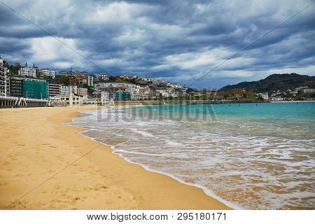 Scenic View Of La Concha Beach In San Sebastian (donostia), Spain