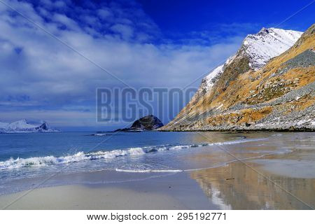 Haukland Beach in Lofoten Archipelago, Norway, Europe