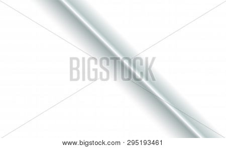 Separation Fold Background In The Middle Of White Paper Fabric Diagonally. Blank With Soft Shadows. 
