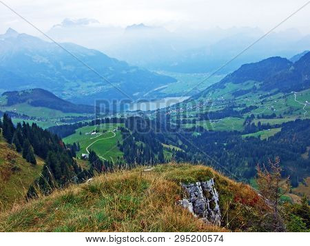 A View Of The Walensee Lake From The Top Of Gulme Or Gulmen In The Obertoggenburg Region, Stein - Ca