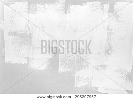 Paint Roller Strokes On Grey Paper. Abstract Background. Monochrome Texture.