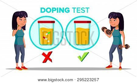 Doping, Drug Test Cartoon Vector Banner Template. Laboratory, Lab Doping Testing Isolated Clipart. S