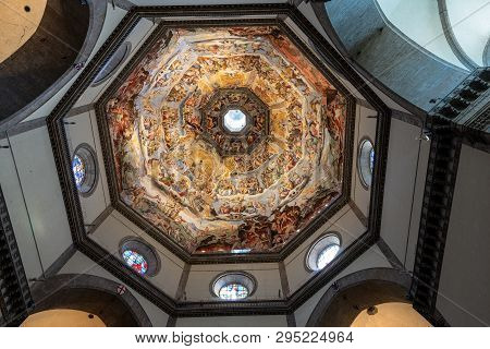 Florence, Italy - January 3, 2013: Florence Cathedral, Santa Maria Del Fiore, Interior Of The Dome W