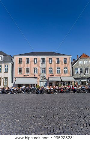 Lippstadt, Germany - March 22, 2019: People Sitting And Drinking On The Central Square Of Lippstadt,