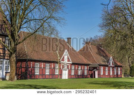 Red Half Timbered Houses In The Castle Park In Rheda, Germany