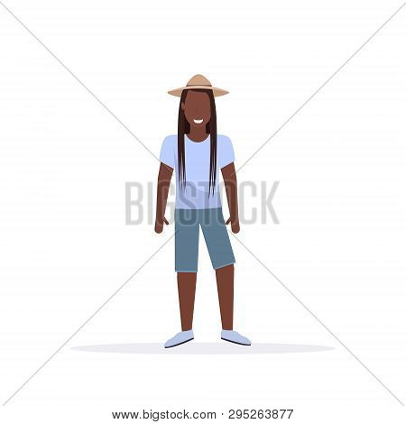 Long Haired Casual Man Standing Pose Smiling African American Guy Wearing Trendy Clothes Male Cartoo