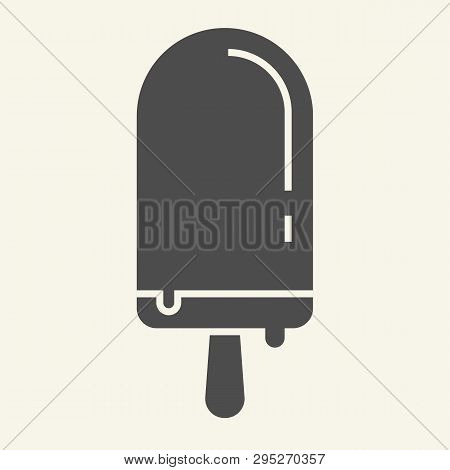 Stick Ice Cream Solid Icon. Dessert Vector Illustration Isolated On White. Popsicle Glyph Style Desi