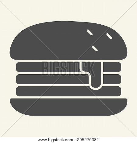 Humburger Solid Icon. Burger Vector Illustration Isolated On White. Bun Glyph Style Design, Designed