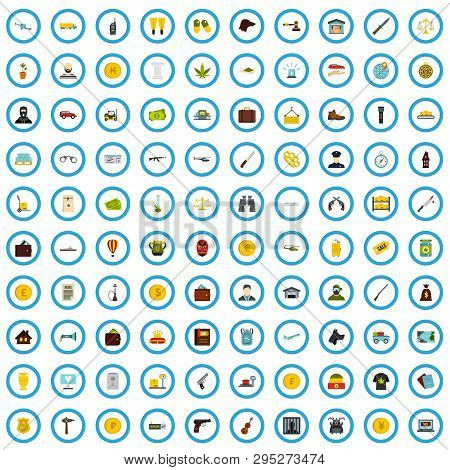 100 Contraband Icons Set In Flat Style For Any Design Illustration