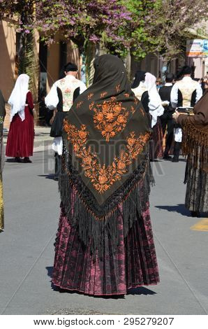 Folk Of Sardinia, Detail Of A Traditional Sardinian Costume