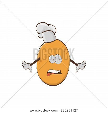 Cartoon Character - Potato Chef Isolated On White Background. Charming Potato Chef For Design: For M