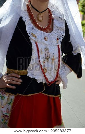 Folk Of Sardinia, Detail Of A Traditional Sardinian Costume