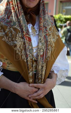 Folk Of Sardinia, Detail Of A Traditional Sardinian Costume