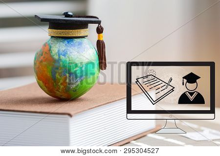 Concept Of E-learning Online Graduation University Study Global Abroad International For Long Distan