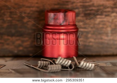 Vape Rda Or E-cigarette For Vaping With Coils, Rebuildable Dripping Atomizer Or Vaporizer.