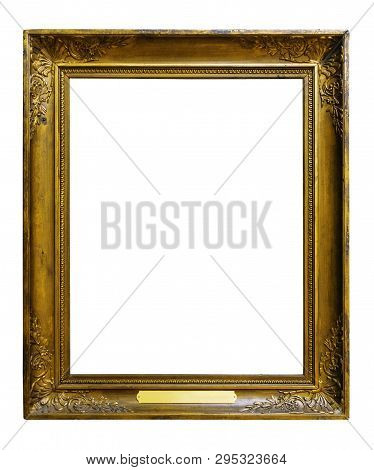 Picture Gold Wooden Ornate Frame For Design On Isolated Background