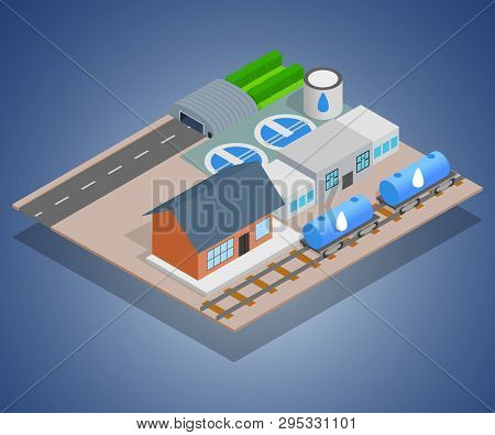 Water Delivery Concept Banner. Isometric Banner Of Water Delivery Concept For Web, Giftcard And Post