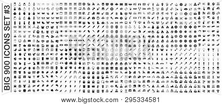 Big 900 Icons Set On Background For Graphic And Web Design. Simple Vector Sign. Internet Concept Sym
