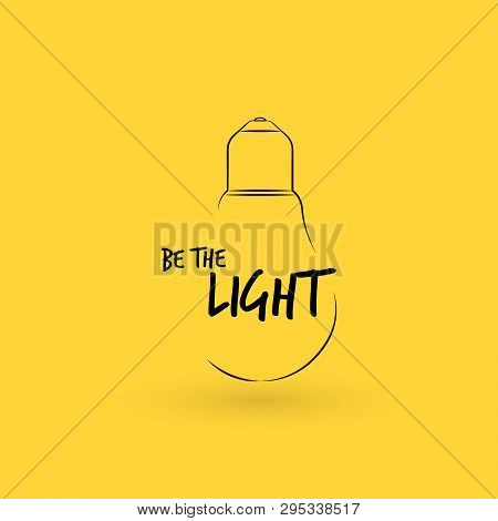 Outline Light Bulb. Linear Idea Quote. Creative Note, Message Qoute