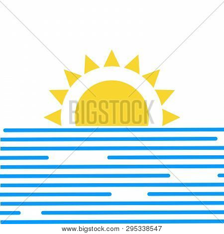 Abstract Design Of Sun And Sea. Wave Water. Sea And Sun Icon. Summer Symbol. Vector Illustration Iso