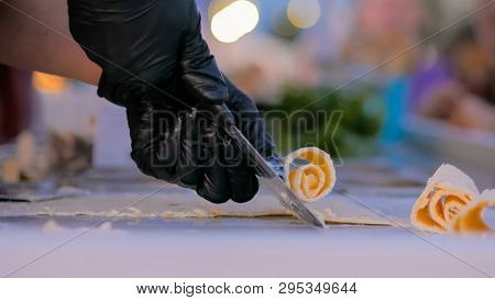Outdoor Cooking, Gastronomy And Street Food Festival Concept - Chef Cooking Asian Natural Stir-fried