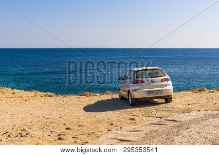 Sifnos, Greece - September 11, 2018: Seat Ibiza Car Parked On The Seafront On The Island Of Sifnos I